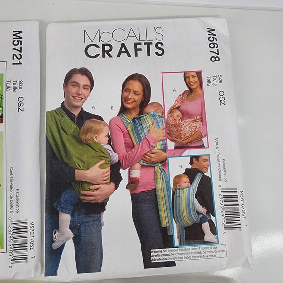 Lot 4 Sewing Pattern McCall Craft Simplicity Aprons Baby Sling 1989 Basket Cover - Picture 5 of 10